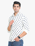 Men's White Printed Full Sleeve Casual Shirt