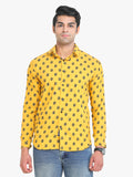 Men's Yellow Printed Full Sleeve Casual Shirt