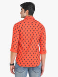 Men's Orange Printed Full Sleeve Casual Shirt