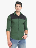Men's Olive Full Sleeve Slim Fit Casual Shirt