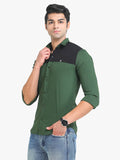 Men's Olive Full Sleeve Slim Fit Casual Shirt