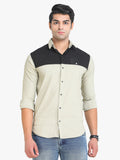 Men's Beige Full Sleeve Slim Fit Casual Shirt