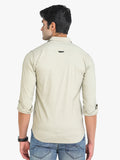 Men's Beige Full Sleeve Slim Fit Casual Shirt Seventy7