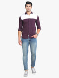 Men's Wine Full Sleeve Slim Fit Casual Shirt Seventy7