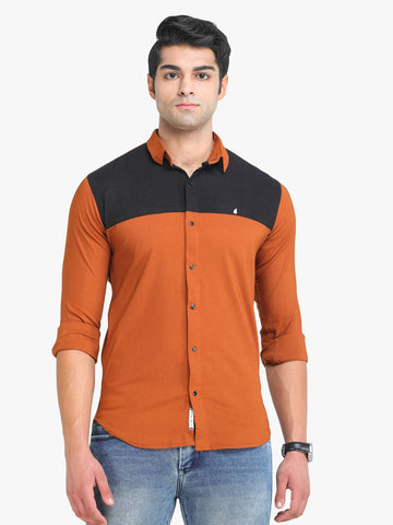 Men's Rust Full Sleeve Slim Fit Casual Shirt