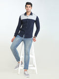 Men's Navy Full Sleeve Slim Fit Casual Shirt Seventy7