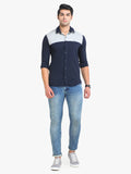 Men's Navy Full Sleeve Slim Fit Casual Shirt
