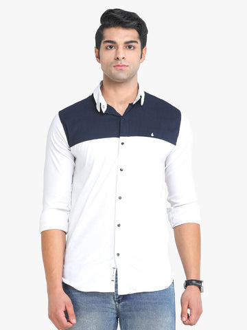 Men's White Full Sleeve Slim Fit Casual Shirt