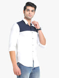 Men's White Full Sleeve Slim Fit Casual Shirt Seventy7