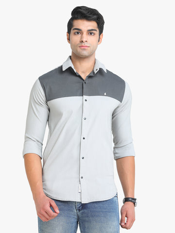 Men's Light Grey Full Sleeve Slim Fit Casual Shirt