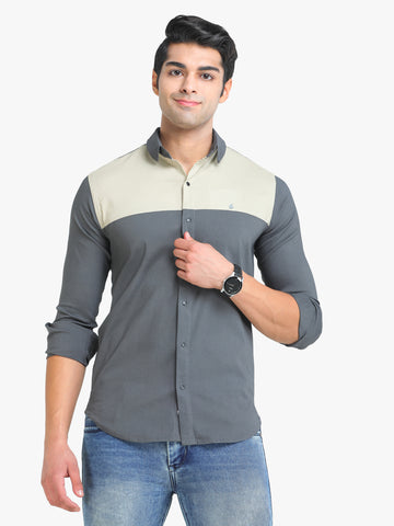 Men's Grey Full Sleeve Slim Fit Casual Shirt
