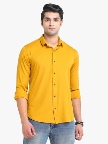 Men's Solid Mustard Full Sleeve Casual Shirt