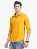 Men's Solid Mustard Full Sleeve Casual Shirt Seventy7