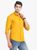 Men's Solid Mustard Full Sleeve Casual Shirt Seventy7