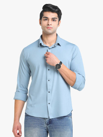 Men's Solid Blue Full Sleeve Casual Shirt