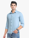 Men's Solid Blue Full Sleeve Casual Shirt
