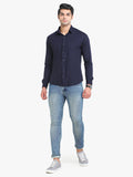 Men's Solid Navy Full Sleeve Casual Shirt