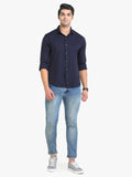 Men's Solid Navy Full Sleeve Casual Shirt