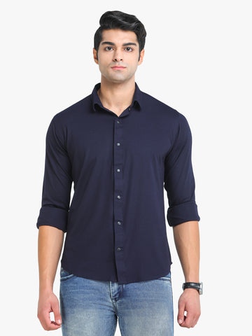 Men's Solid Navy Full Sleeve Casual Shirt