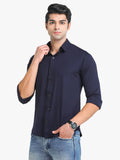Men's Solid Navy Full Sleeve Casual Shirt