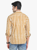 Men's Striped Yellow Full Sleeve Casual Shirt