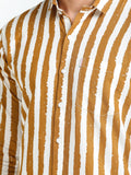Men's Striped Yellow Full Sleeve Casual Shirt