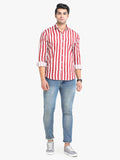 Men's Striped Red Full Sleeve Casual Shirt
