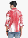 Men's Striped Red Full Sleeve Casual Shirt