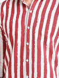 Men's Striped Red Full Sleeve Casual Shirt