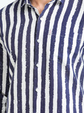 Men's Striped Navy Full Sleeve Casual Shirt