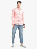 Men's Printed Pink Full Sleeve Casual Shirt
