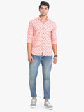 Men's Printed Pink Full Sleeve Casual Shirt