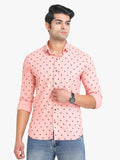 Men's Printed Pink Full Sleeve Casual Shirt