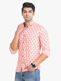 Men's Printed Pink Full Sleeve Casual Shirt Seventy7