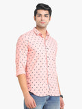 Men's Printed Pink Full Sleeve Casual Shirt Seventy7