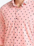 Men's Printed Pink Full Sleeve Casual Shirt