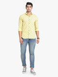 Men's Printed Yellow Full Sleeve Casual Shirt