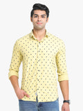 Men's Printed Yellow Full Sleeve Casual Shirt