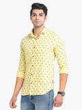Men's Printed Yellow Full Sleeve Casual Shirt