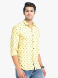 Men's Printed Yellow Full Sleeve Casual Shirt
