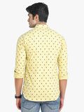 Men's Printed Yellow Full Sleeve Casual Shirt