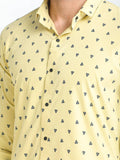 Men's Printed Yellow Full Sleeve Casual Shirt