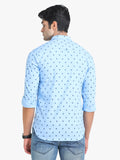 Men's Printed Sky Blue Full Sleeve Casual Shirt