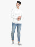 Men's Printed White Full Sleeve Casual Shirt Seventy7
