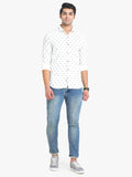 Men's Printed White Full Sleeve Casual Shirt