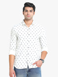 Men's Printed White Full Sleeve Casual Shirt