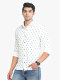 Men's Printed White Full Sleeve Casual Shirt