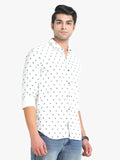 Men's Printed White Full Sleeve Casual Shirt