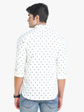 Men's Printed White Full Sleeve Casual Shirt