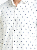 Men's Printed White Full Sleeve Casual Shirt